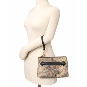 Aimee Kestenberg Leather Snakeskin Wristlet – Multi-Pocket Zip Clutch